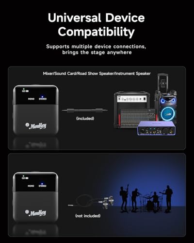 Moukey MK3059 Wireless In Ear Monitor System, Stereo Iem System 2.4G Wireless With Transmitter Beltpack Receiver thumb #5