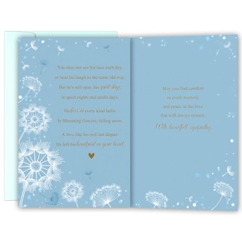 Image of Sympathy Card Gift for Loss of Husband dad son, Thinking of You Sympathy Greeting Card for Loss of Loved One, Memorial Condolence Card for Grieving Wife