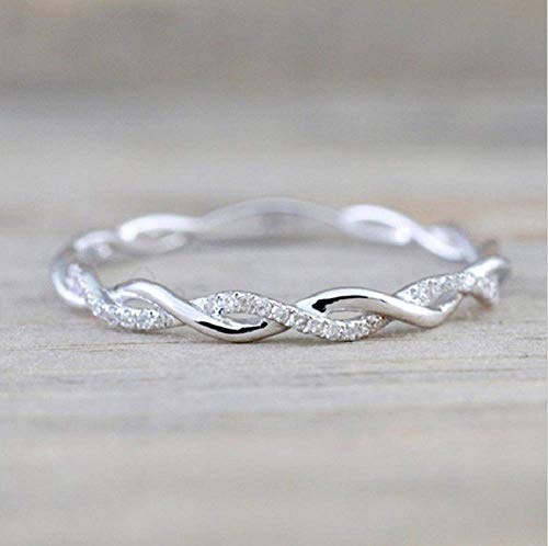 Wenbin Twist Ring for Women Fashion 925 Sterling Silver Stack Twisted Ring Cubic Zirconia Diamond Ring Stackable Diamond Rings Wedding Party Women Jewelry Size 6-10 (US 10)