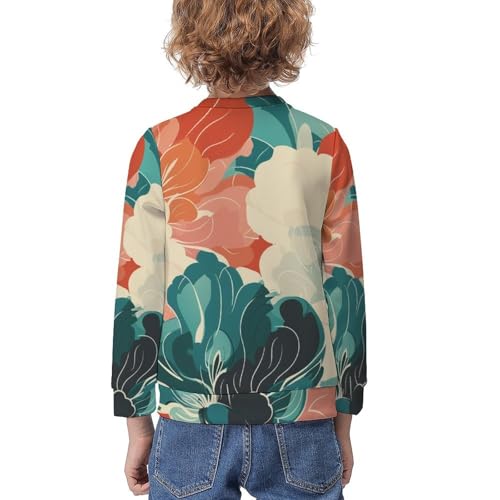Retro Flower PatternChildren's Casual Pullover Sweatshirt Loose Fit10-12Y2