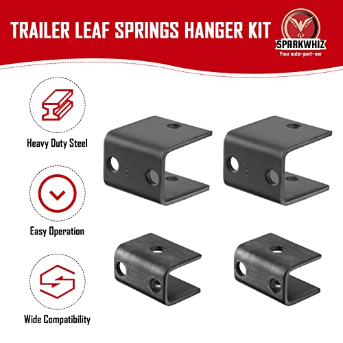 Sparkwhiz Trailer Leaf Springs Hanger Kit For Double Eye Springs Single Axle Suspension (2,000-7,000 Lb Axles) #TOP4