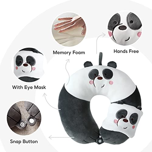 MINISO Travel Neck Pillow with Eye Mask, We Bare Bears Memory Foam Neck Cartoon Pillow Valentine's Day Gift for… - Image 4