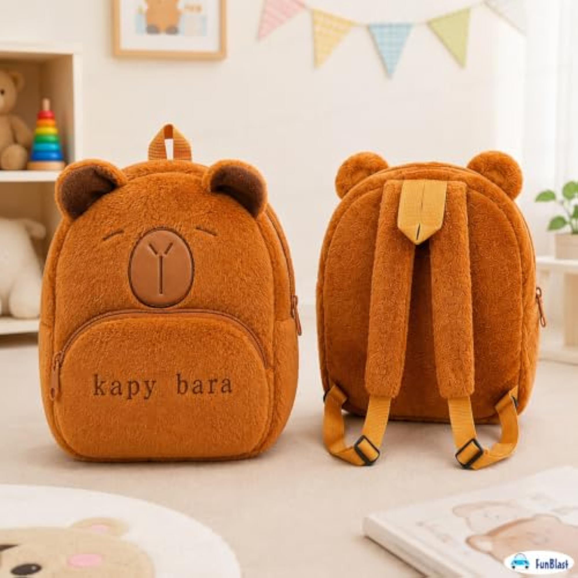 Cute Capybara Soft Fur Bagpack for Kids, Cartoon School Bag