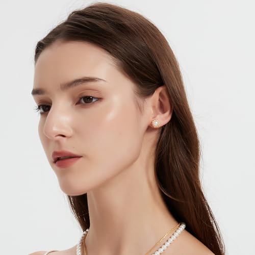 MAPLEDAIRY Genuine Pearl Gold Earring Studs, Small Size, 18k Gold plated Sterling Silver, Lustrous Real Freshwater Pearls2
