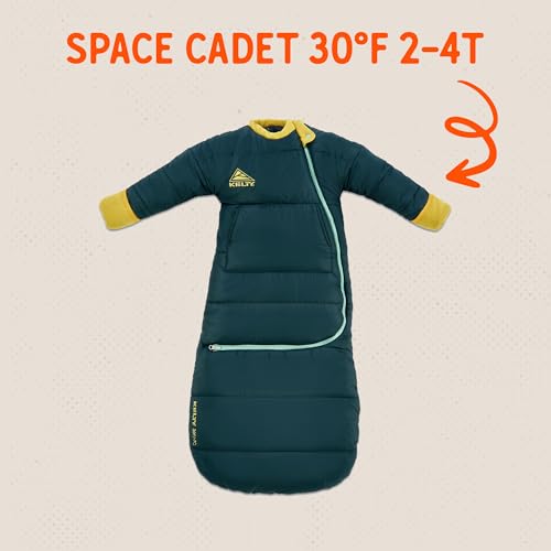 Image of Kelty Space Cadet Infant and Toddler Sleeping Bag (30 or 40F /8M to 2T) | Cozy and Warm, Arms Out Design, 40F Degree Rating, Fleece-Lined Hand Covers, Snap Back Buttons, Machine Washable
