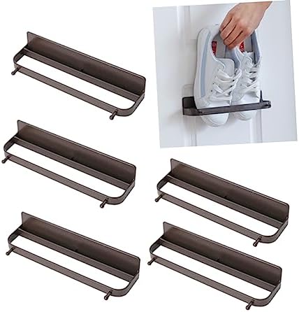 5PCS Wall-Mounted Slipper Storage Rack - No Drill Easy Install Hooks for Bathroom, Entryway & Closet - Grey Shoe Organizer for Slippers & Footwear Storage