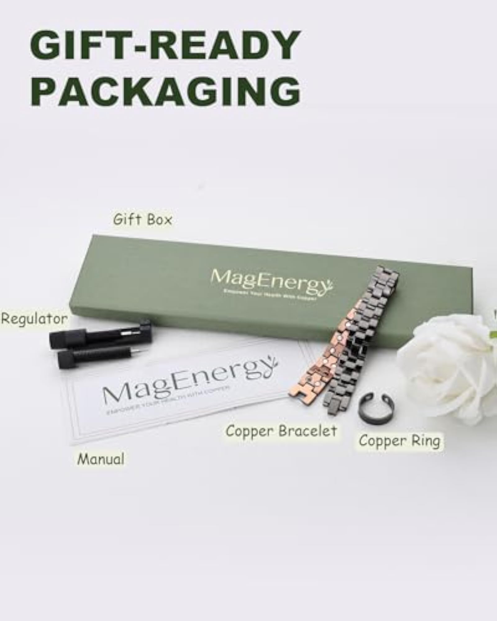 Men's Copper Magnetic Bracelets, 99.9% Pure Copper with Double-Row Magnets
