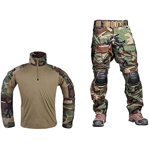 EMERSONGEAR Gen3 Uniform,Military Painball Suit,Army Airsoft Combat BDU Pants Shirts with Knee Pads (WL, Large) Cover