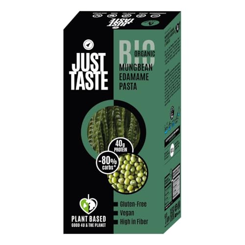 JUST TASTE BIO Mungo Edamame Pasta - 41g PROTEIN - Edamame Nudeln ideal für Sportler - Low Carb - 250g (6er Pack)