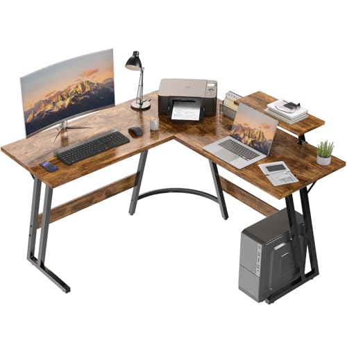 JUMMICO Bureau Gaming en L 120x120cm - Bureau d'angle avec Support Écran Réversible - Polyvalent (Jeu/Travail/Étude) - Stabilité Maximale & Nettoyage Facil...