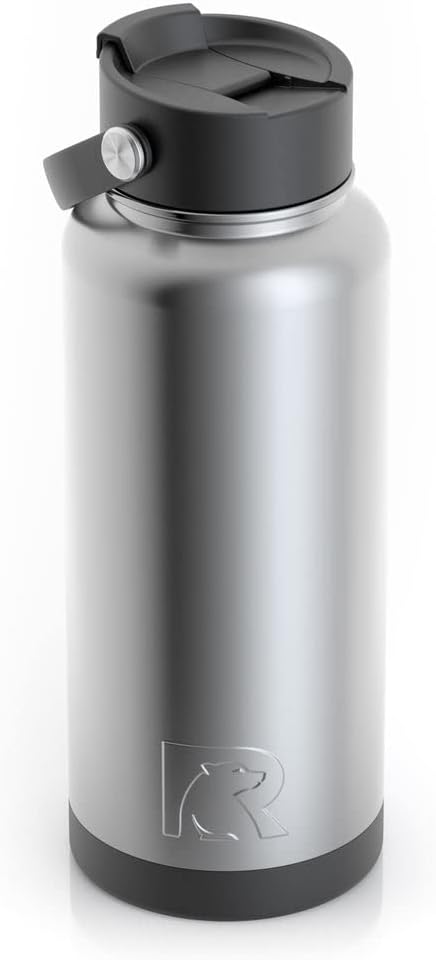 RTIC32oz Vacuum Insulated Water Bottle, Metal, Stainless Steel, BPA Free, Reusable, Sweat-Proof Flask for Hot and Cold Drinks, Travel, Sports, Camping, Stainless Steel