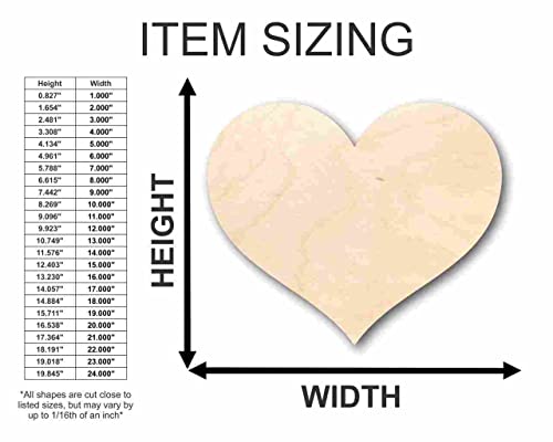 Unfinished Wood Round Classic Heart Shape Up To 24" Diy Valentines Day Wedding Shower 12" / 1/4" #TOP2
