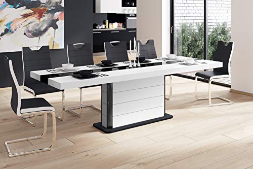 Ausziehtisch Designimpex Esstisch HE-555 in Weiß und Schwarz