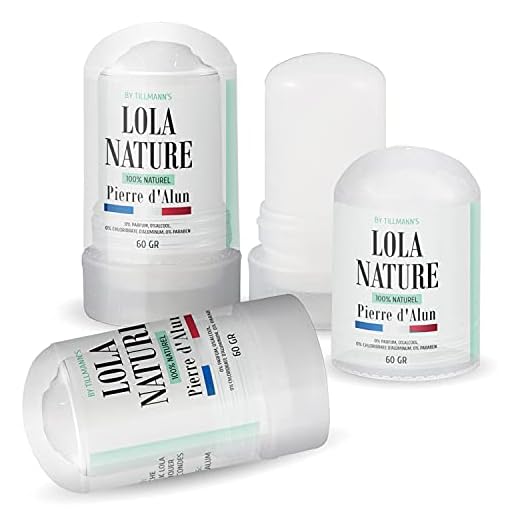 Pierre d'Alun Lola Nature – 3 barras desodorantes de 60 g – 100% natural – Sin parabenos ni clorhidratos de aluminio/eficaz contra los cortes del afeitado