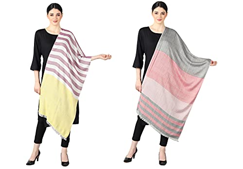 Image of Flyer Women's stole /scarf Colour- Yellow & Purple & Blue & Grey & Purple & Pink soft viscose ethnic scarves pack of 2 ST-08-ALL