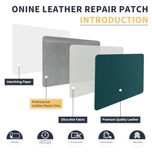 Image of ONine Leather Repair Patch,Leather Repair Tape, 12 x 48 inches Leather Repair Patch for Furniture,Vinyl Repair kit,Leather Couch Patch,for Sofas, Furniture, car Seats, (Turquoise Blue-Litchi Grain)