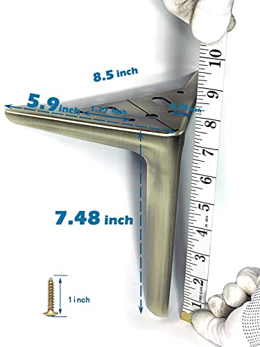 Kaupuar 7 Inch Antique Brass Furniture Legs For Cabinet Sofa Couch Table Chair Bed Support Set Of 4 Metal Mid Century Modern Legs Diy Replacement #TOP5