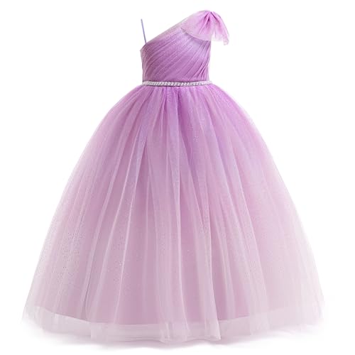 GetWish Tulle Flower Girls Dress One Shoulder Formal Princess Wedding Pageant Birthday Party Holiday Ball Gown Dresses