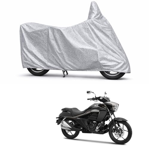 Image of 100% Waterproof Two Wheeler Body Cover Multi Layered Fabric Designed for Suzuki Intruder | Belt Buckle Lock | Silver Mag