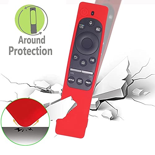 Cover Antiurto Anti-Slip Custodia Protettiva da 2 Pezzi per Samsung Smart TV Telecomando BN59. Pelle Serie, Viola e Rosso