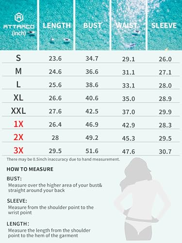 Attraco ATTRX2559 Womens Rash Guard Long Sleeve Sun Protection Swim Shirts Swim Top Aqua L thumb #5