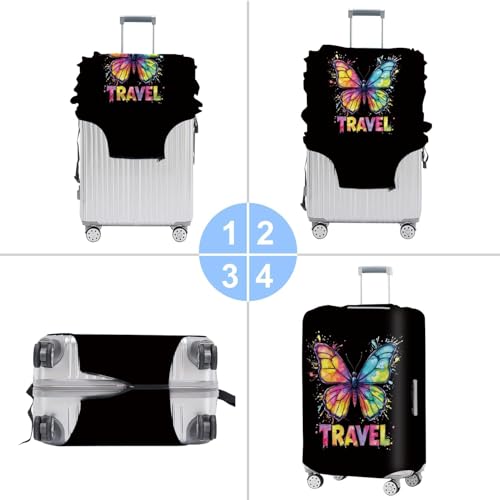 Image of Colorful Butterfly Luggage Cover - Stylish and Durable Travel Suitcase Protector for Women and Men, Fits 28 inch-30 inch Suitcase, L