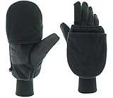 Heat Factory Gloves with Pop-Top Mittens, with Hand Heat Warmer Pockets, Black, Small