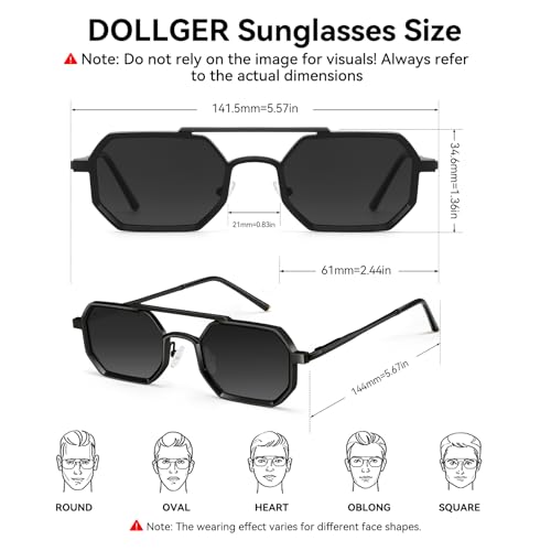 Dollger Sunglasses Mens Square Aviator Spring Hinges Metal Frame Sun Glasses Comfort Punk Shades Men3