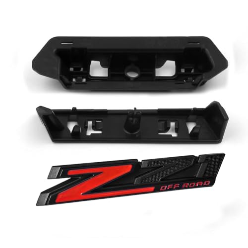 Image of 1 Grille Z71 Off Road Front Emblem 3D Badge Compatible with 2019-2025 Silverado Tahoe Suburban RST 1500 HD 2500 HD 3500HD 84384428 Offroad (Black Red)