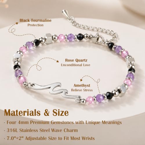 Women Wave Bracelet, Unique Birthday Gifts for Women, Happy Birthday Card - image 3