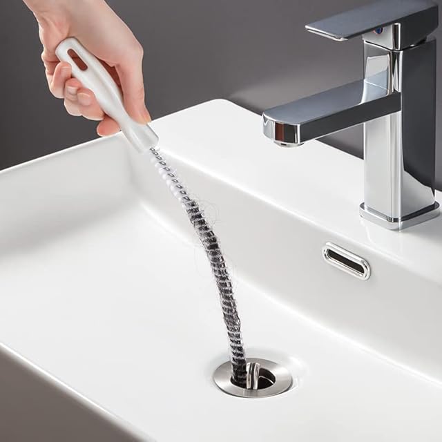 Voarge Flexible Cleaning Brush Drain Cleaning Brush Prevent Blockage Manually 45CM, Kitchen Drain Unblocker Cleaner Bathroom Universal Pipe Dredging Sink Cleaning Hair Catcher Brush