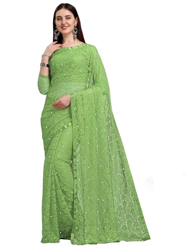 Image of LOROFY Women's Brasso Net Saree With Blouse