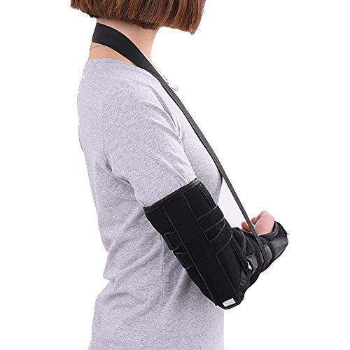 Elbow Sling, Adult Full Arm Brace for Elbow Forearm Post-Surgery Immobilizer & Fracture Splint with 7 Straps (Small)