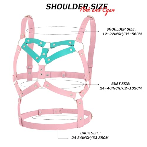 Navoky Punk Leather Chest Belt Gothic Bra Belts Waist Belts Adjustable Simple Colorful Body Accessory for Women4