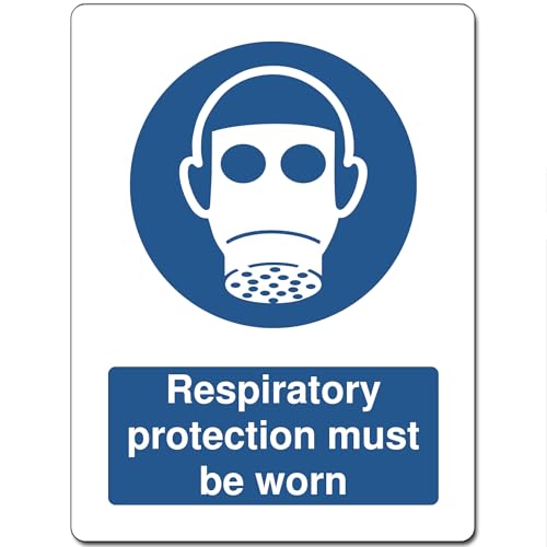 Blue Mandatory Health Safety Metal Sign For Office Work Site School 15cm x 20cm - Respiratory protection must be worn