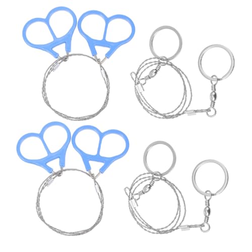 SEWACC 4pcs Emergency Wire Saws Portable Stainless Steel Rope Saws for Outdoor Survival Camping Hiking Flexible Handheld Chainsaw for Cutting Trees More