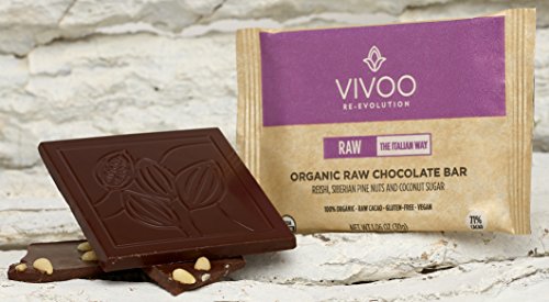 VIVOO 71% Raw Chocolate Bar With Reishi, Siberian Pine Nuts And Coconut Sugar. Pack of 20 X 30g - Thumbnail 5