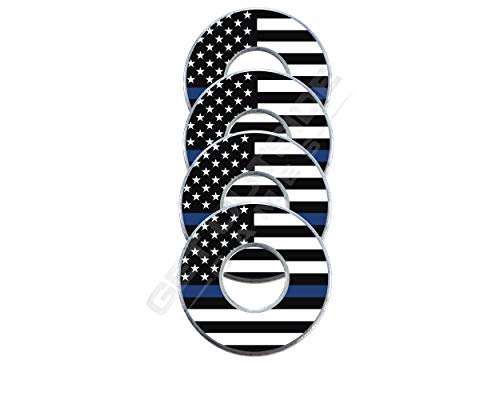 Get Outside Games 4 Thin Line VVashers - Washer Toss Board Game Washers (Thin Blue Line, 4 VVashers with Washer Locker)