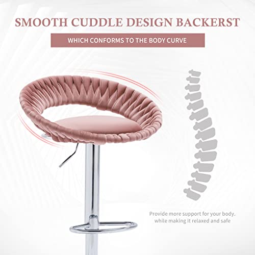 Jonpony Woven Velvet Bar Stools Set Of 2, Height Adjustable Counter Height Bar Stools With Thicken Cushion, Woven Upholstered Kitchen Counter Chairs With Silver Metal Base For Pub, Kitchen, Cafe #TOP4