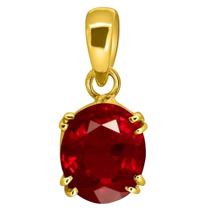 Pendentif / médaillon plaqué or avec rubis naturel certifié 8,25 Ratti / 7,00 carats de qualité A+