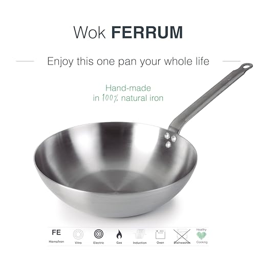 Wok Ferrum d.28 cm en fer robuste pour toutes plaques de cuisson