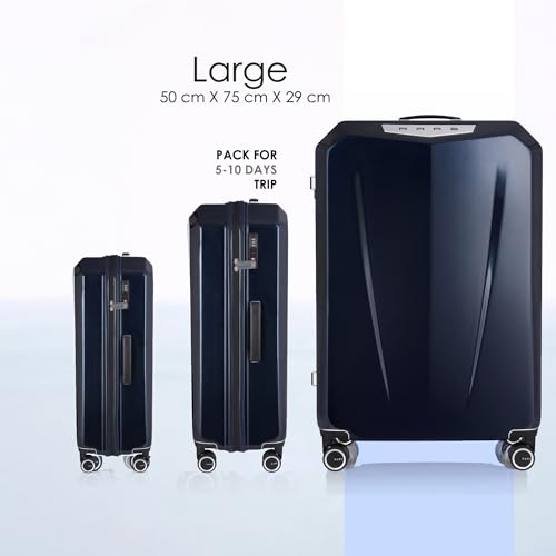 Image of Rare Rabbit Gallardo Large Size Glossy Blue Hard Trolley Bag Polycarbonate Antiscratch Travel Suitcase with 8 Silent Wheels and a Sturdy TSA Lock - Luggage for Men & Women