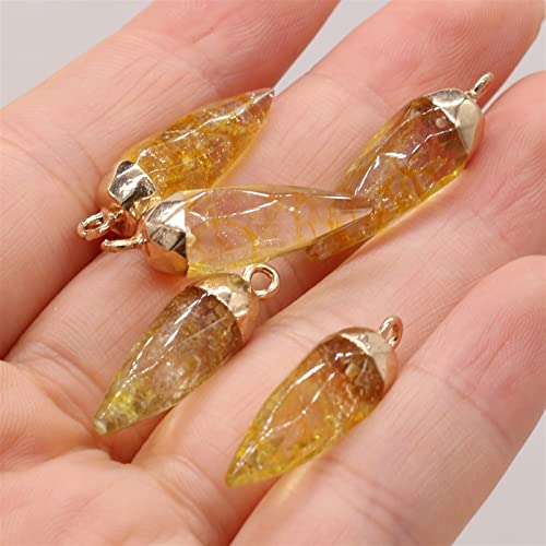 Pendentif Citrine Diamant Brut, perles d'artisanat pour boucle d'oreille - 5