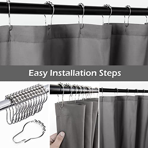 Jslove 2 Pcs Shower Curtain Sets With Rugs - Pinched Pleat Farmhouse Shower Curtain Elegant Shabby Chic Decor For Bathroom Standard 72" X 72" (Dark Grey) #TOP2