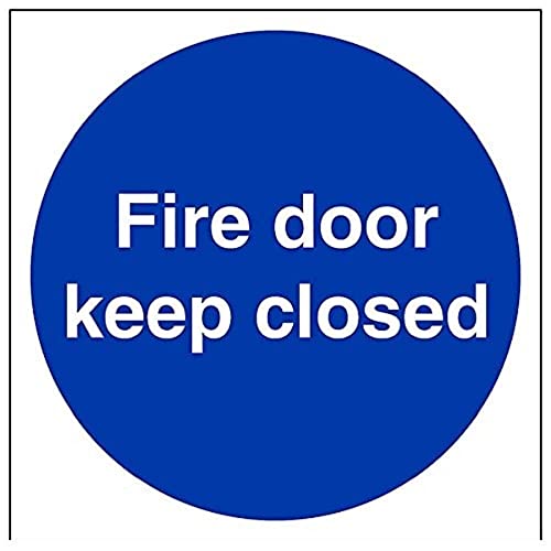 Image of V Safety Fire Door Keep Closed Sign - 200mm x 200mm - Self Adhesive Vinyl