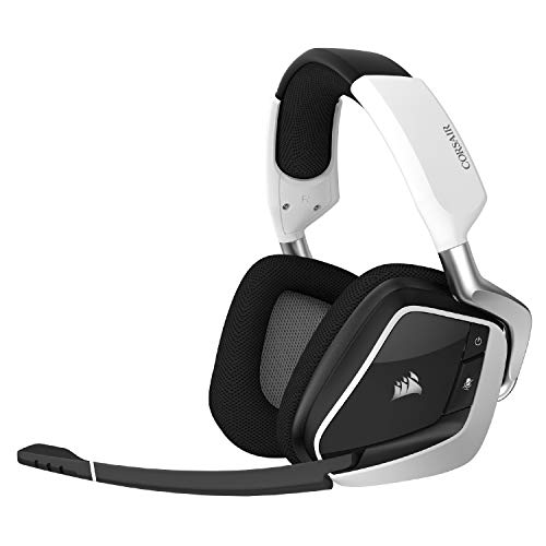 Corsair Void RGB Elite Wireless Gaming Headset – 7.1 Surround Sound – Omni-Directional Microphone – Microfiber Mesh Earpads – Up to 40ft Range – iCUE Compatible – PC, Mac, PS5, PS4 – White