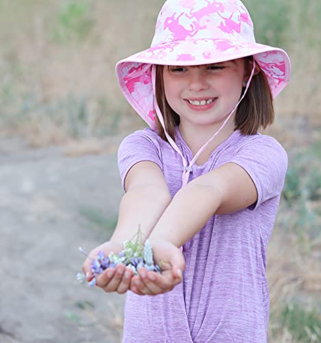 Image of icolor Kids Sun Hat UPF50+ Sun Protection Bucket Hat Toddler Summer Beach Play Hats with Neck Flap for Girl Boy Ages 3~10
