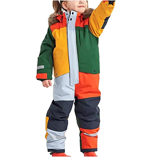 Kids Girls Boys Snowsuits Fashion Solid One Piece Winter
