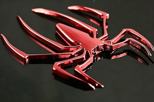 Image of 2 Pcs 3D Spider Chrome Emblems Badges Sticker Car Decoration Spider for Universal Car Vehicle, Truck, Motorcycle, RV, Scooter, SUV, Door, Window Red Spider(Red-B0CC1Y5BQQ)