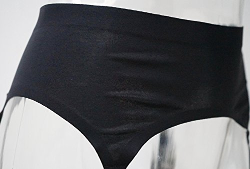 TVRtyle Women Black Seamless 4 Wide Straps Metal Buckles Sexy Garter Belt for Stockings S506B2